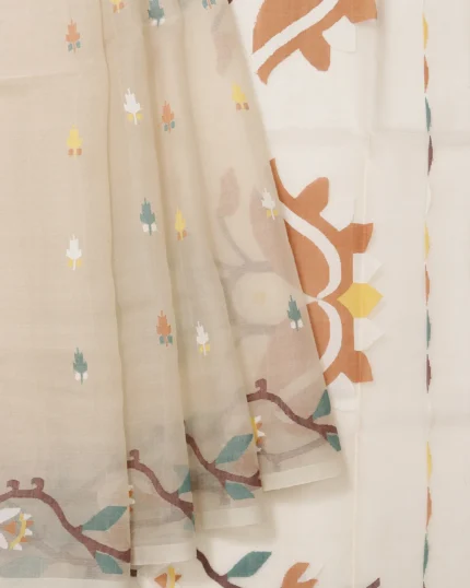 Sandal Bengal Jamadani Saree