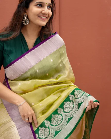 Banaras Tissue Brocade Silk Gold Zari Saree