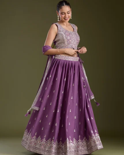Zariwork (Silver) Soft Raw Silk Readymade Lehenga