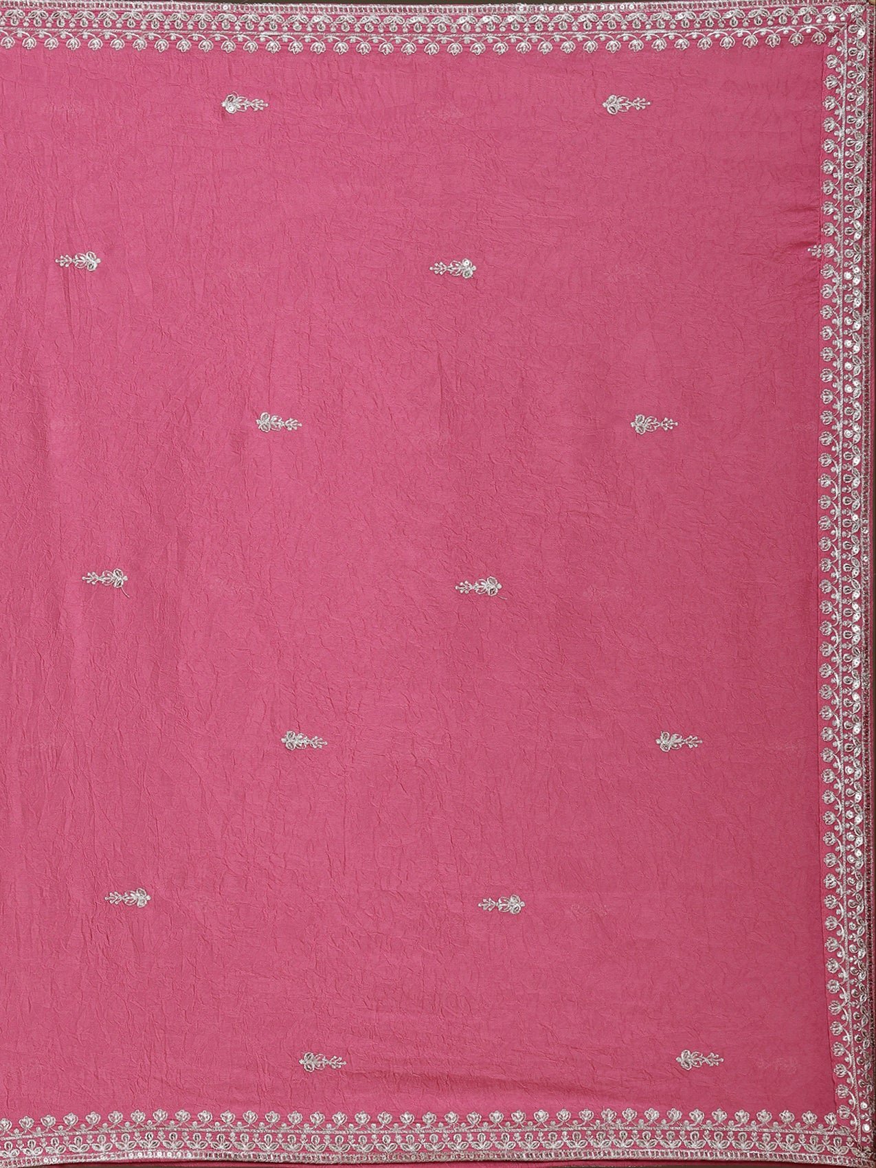 Pink Zariwork (Silver) Soft Raw Silk Readymade Lehenga - Image 9