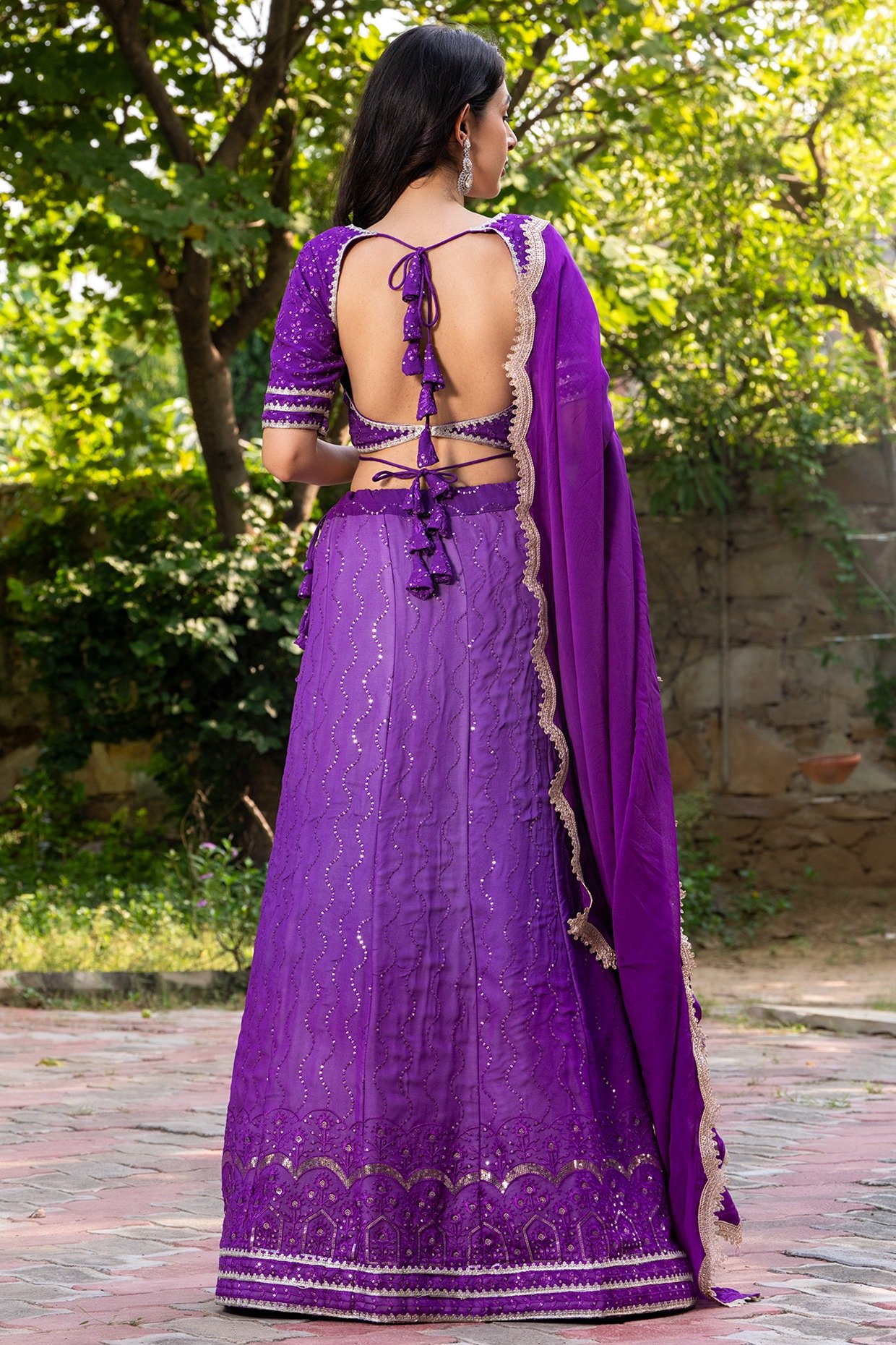 Violet Georgette Embroidered Lehenga Set - Image 3
