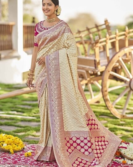 Benarasi Silk Jacquard Zari Saree Festive Wear