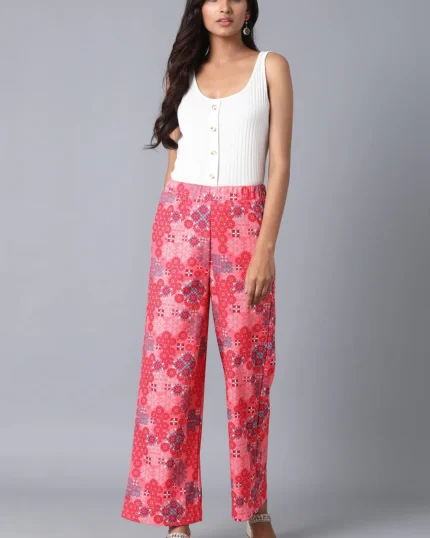 Red Loose Fit Palazzo