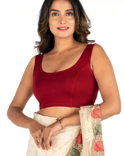 Maroon U-Neck Women Blouse