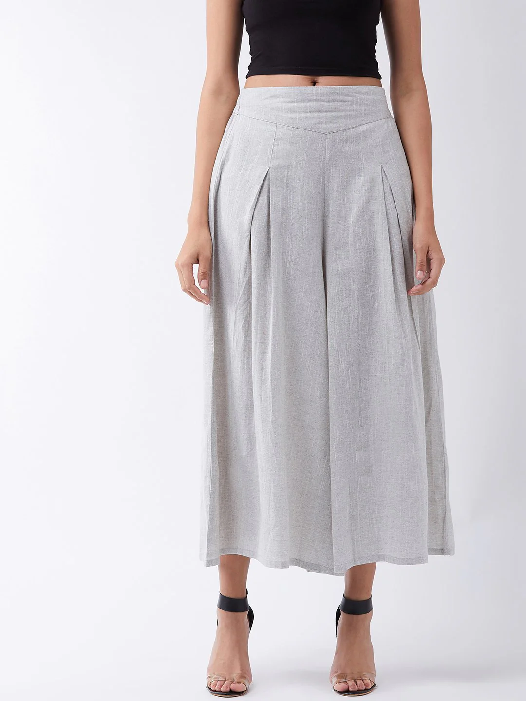 Grey Smart Casual Handloom Palazzo - Image 7