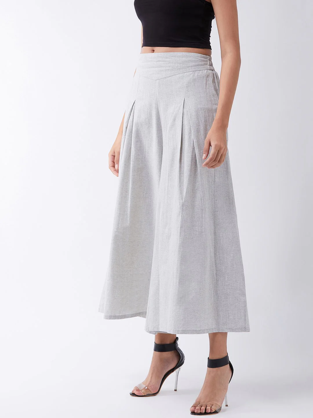 Grey Smart Casual Handloom Palazzo - Image 3