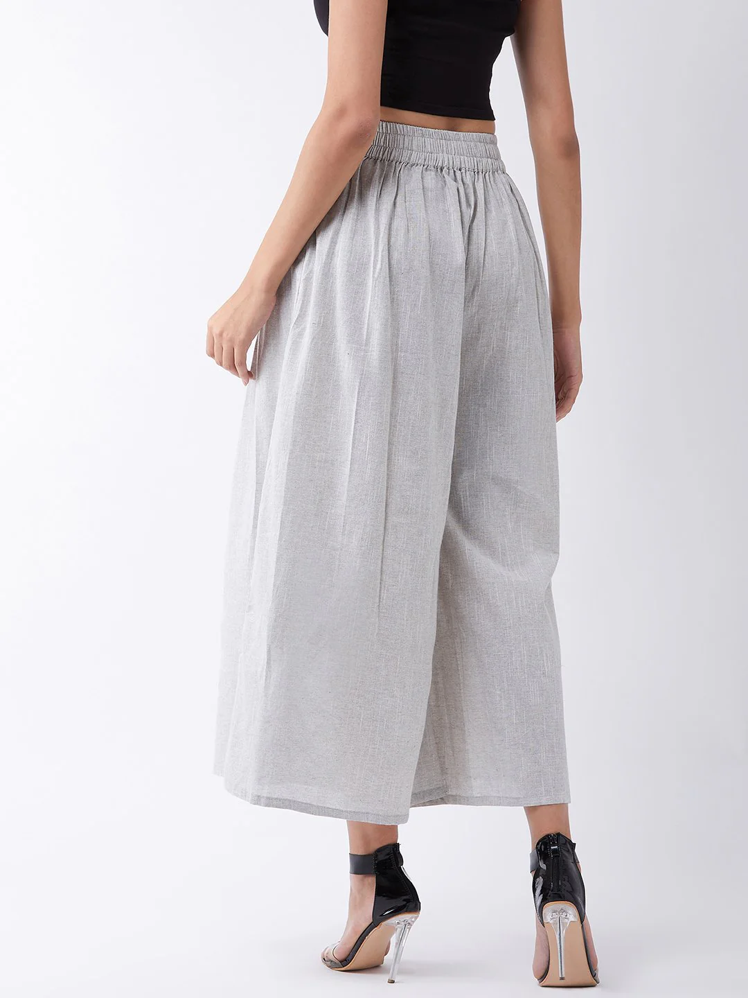 Grey Smart Casual Handloom Palazzo - Image 5