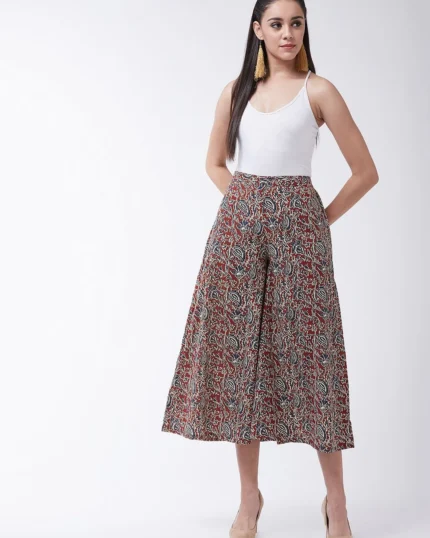 Maroon Printed Kalamkari Handloom Palazzo