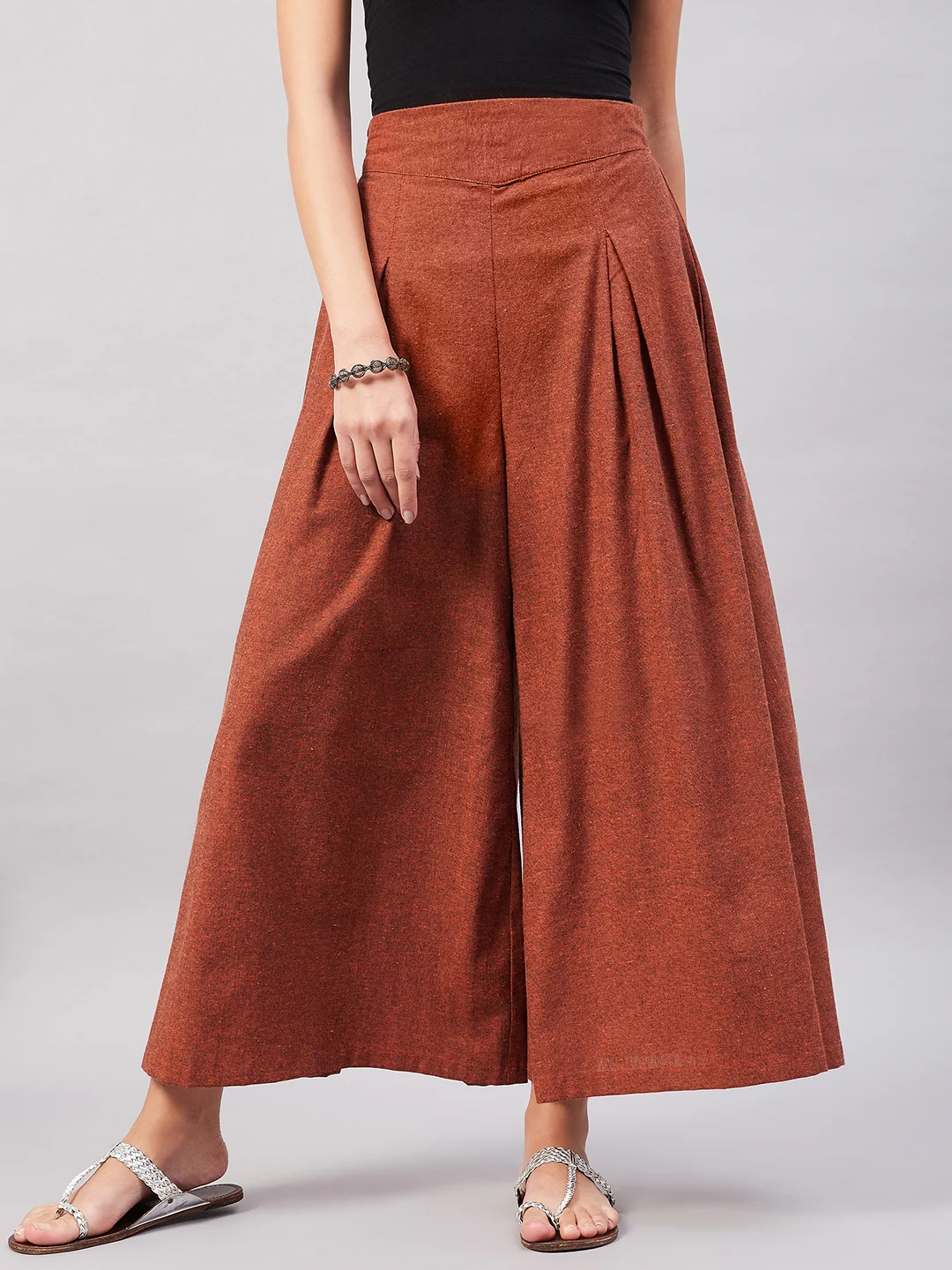 Rust Smart Casual Beautiful Hot Handloom Palazzo - Image 2