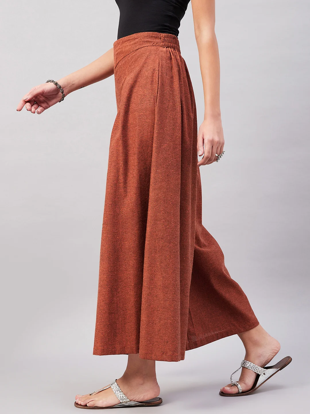 Rust Smart Casual Beautiful Hot Handloom Palazzo - Image 4