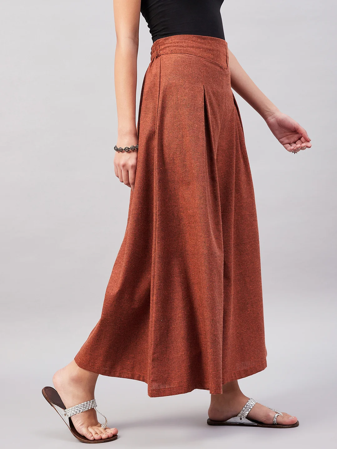 Rust Smart Casual Beautiful Hot Handloom Palazzo - Image 5