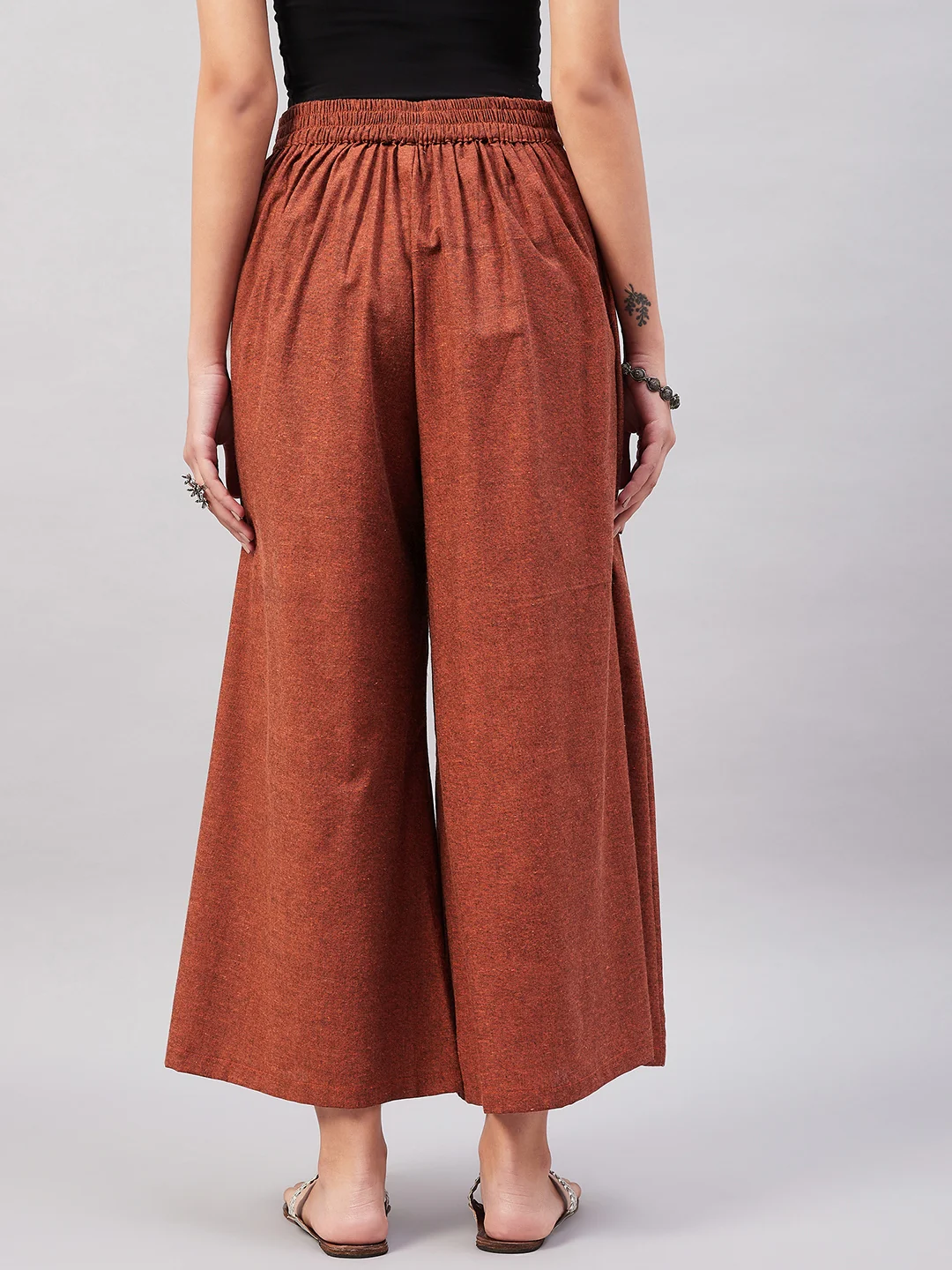 Rust Smart Casual Beautiful Hot Handloom Palazzo - Image 7