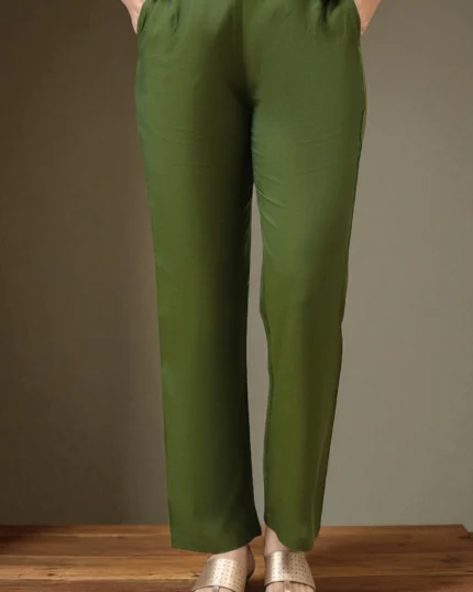 Green Solid Modal Rayon Ankle Length Palazzos