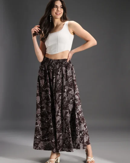 Women Flared Brown, Grey, White Viscose Rayon Palazzos