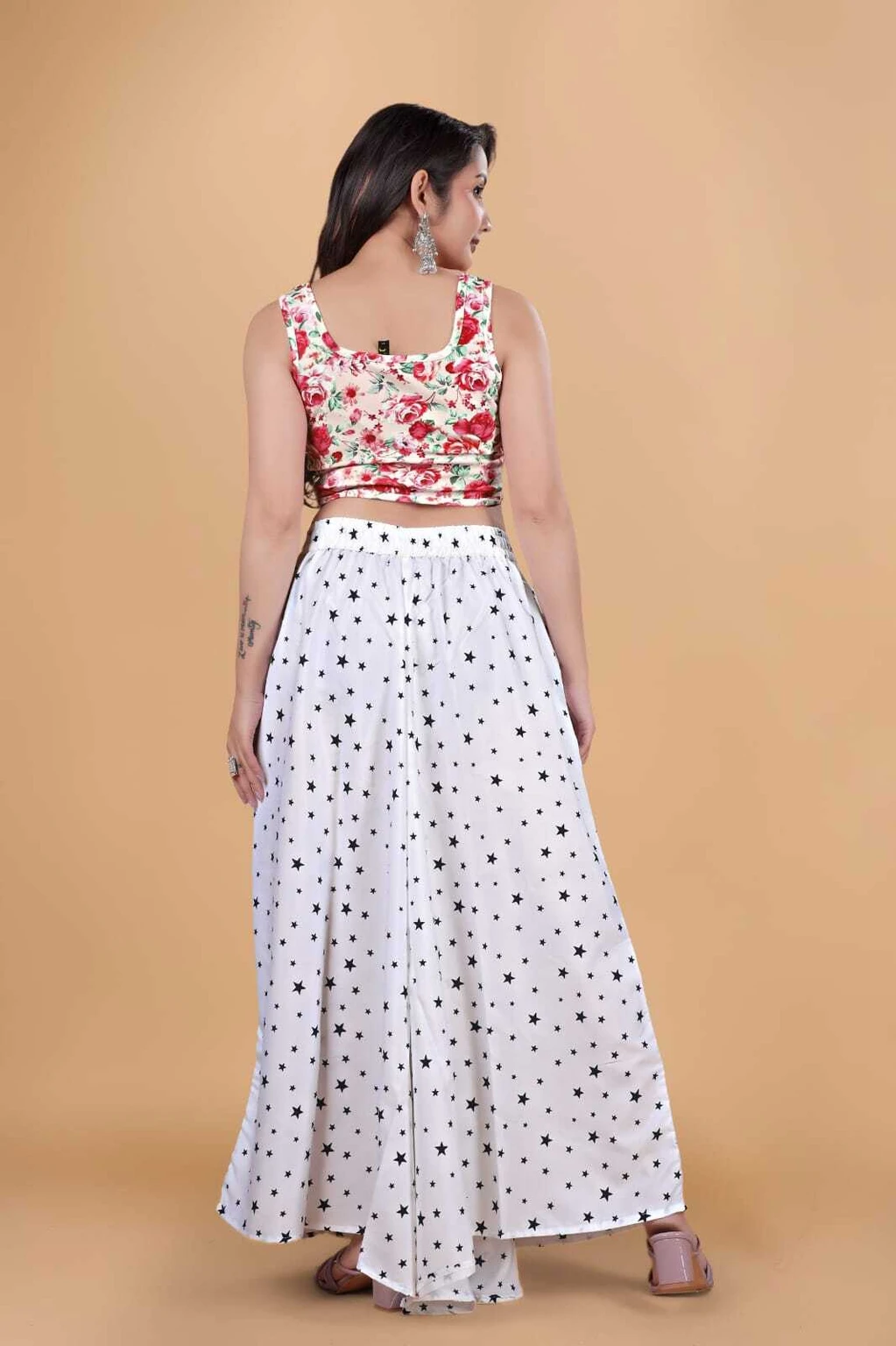 Women Flared White Viscose Rayon Palazzos - Image 2
