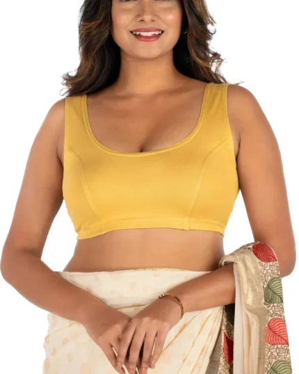 Mustard Yellow U-Neck Women Blouse