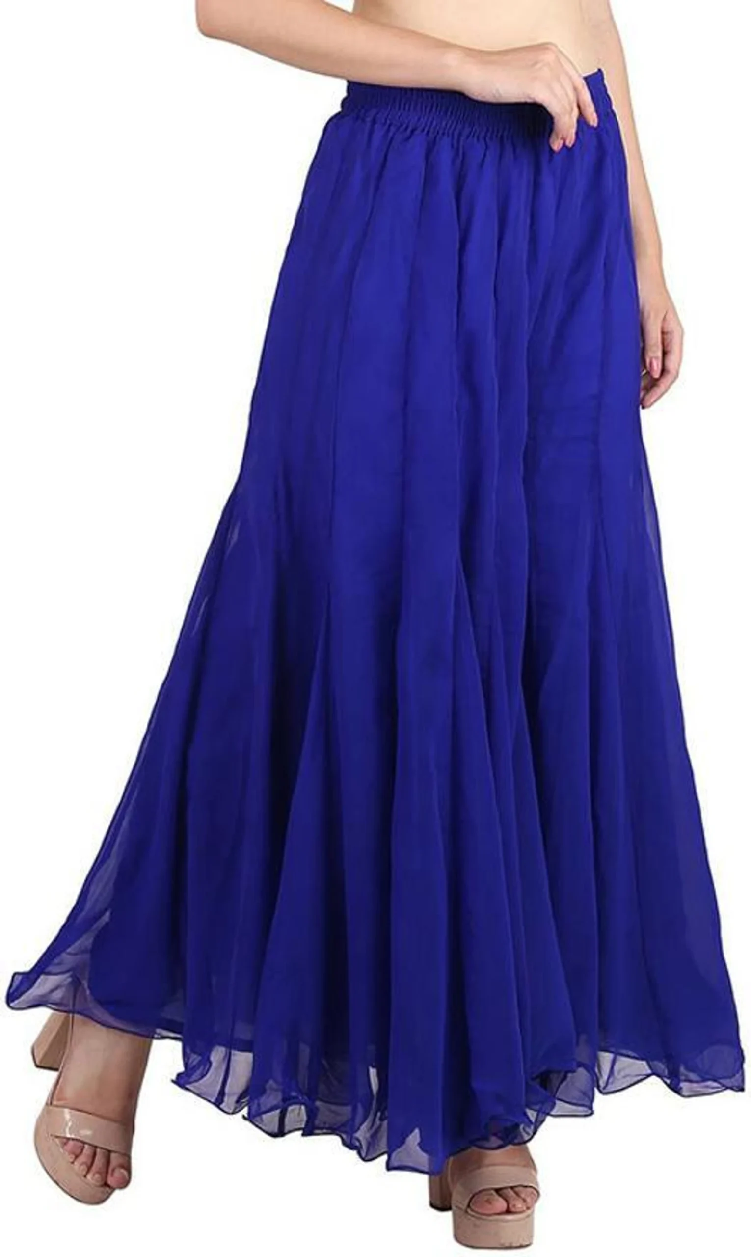 Women Flared Red Georgette Trousers - Image 4