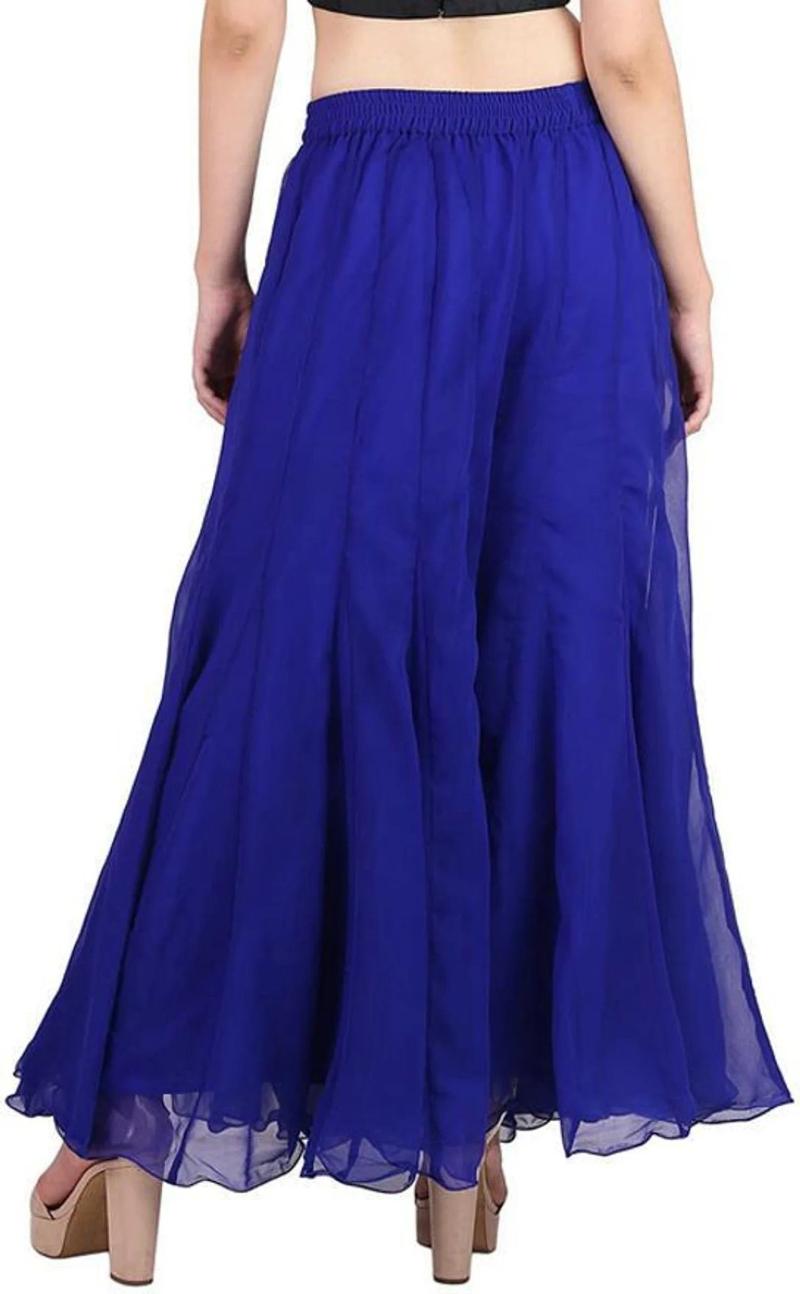 Women Flared Red Georgette Trousers - Image 6