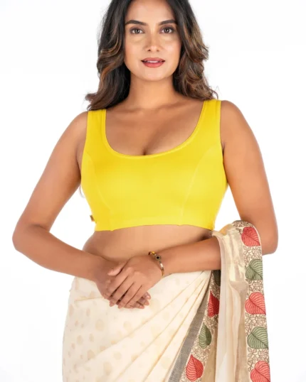 Yellow U-Neck Women Blouse