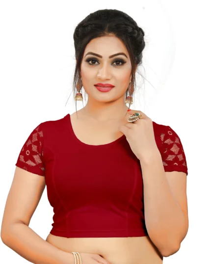 Maroon Round Neck Women Blouse