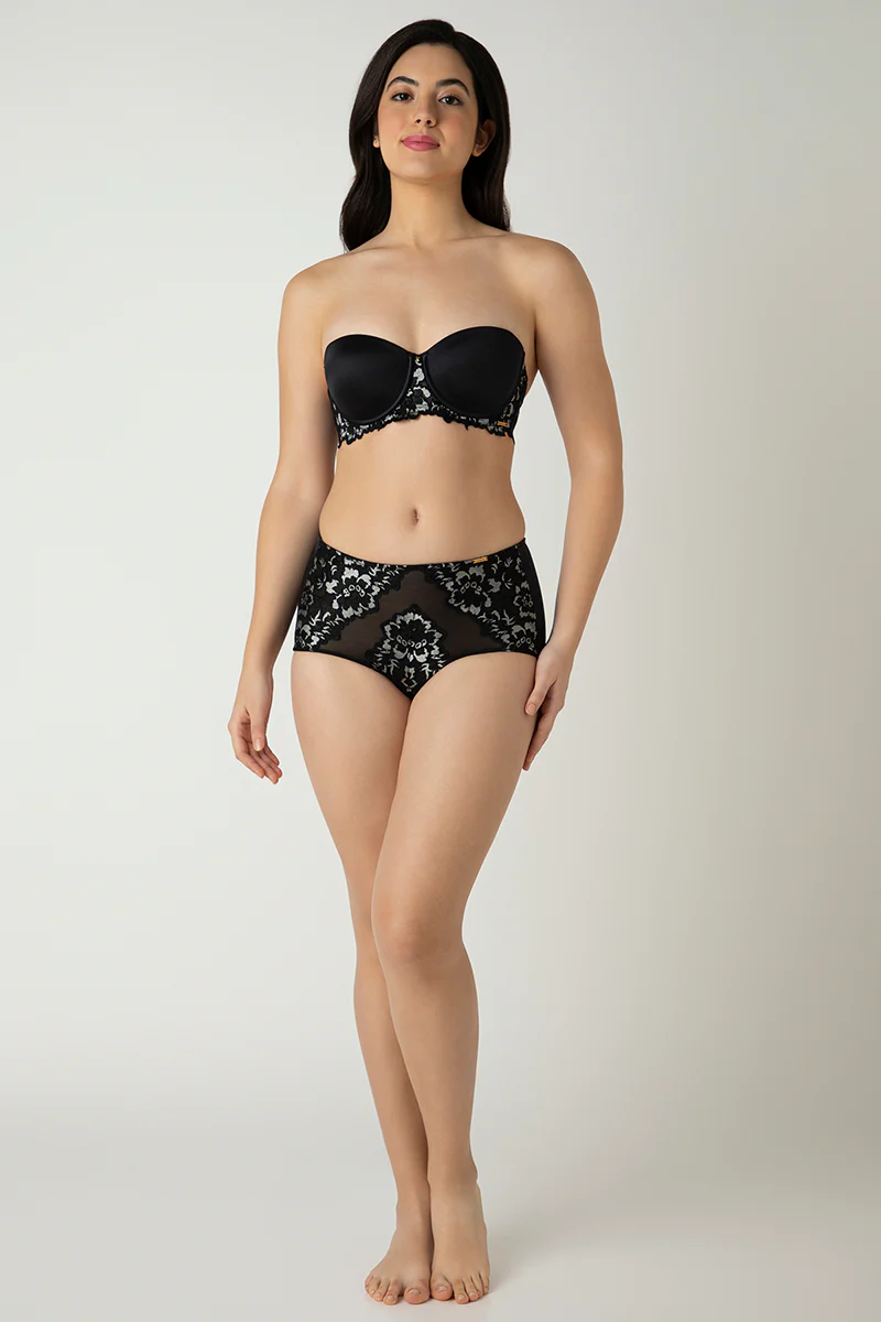 Black Femme Lace Padded Wired Multiway Bra - Image 11