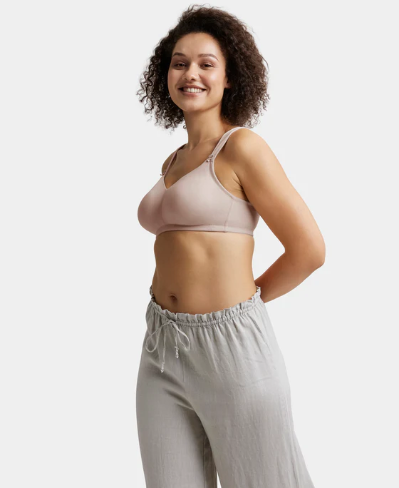 Wire free Non Padded Soft Touch Microfiber Elastane Stretch Full Coverage Minimizer Bra with Broad Cushioned Fabric Strap - Image 4