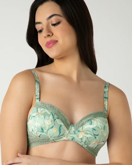 FLORAL FUSION PRINT Demure Padded Non-Wired Demi Bra