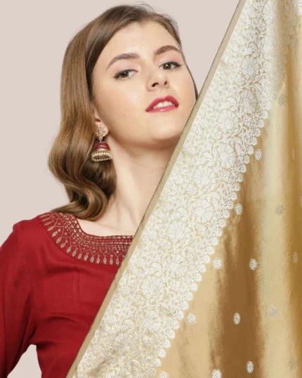 Banarasi Silk Dupatta with Silver Border
