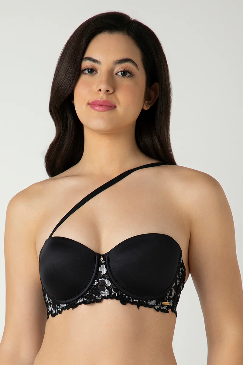 Black Femme Lace Padded Wired Multiway Bra - Image 5
