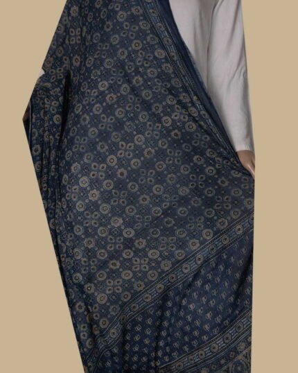 Indigo with Pattern Ajrak Mul Cotton Dupatta