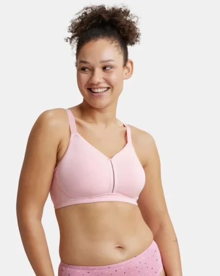 Non Padded Wirefree Super Combed Cotton Elastane Stretch Full Coverage Minimizer Bra