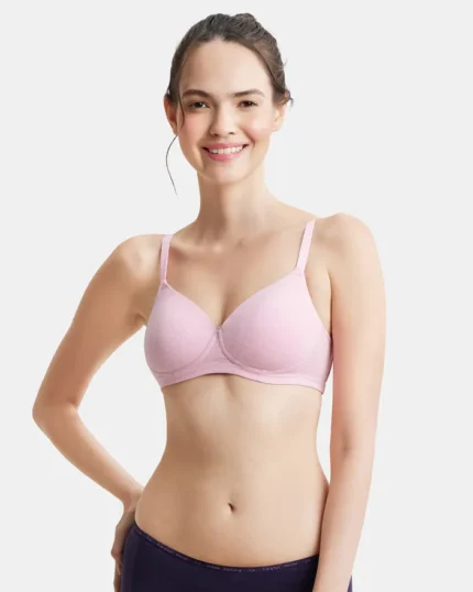Wire free Padded Super Combed Cotton Elastane Stretch Full Coverage Slip-On Beginners Bra