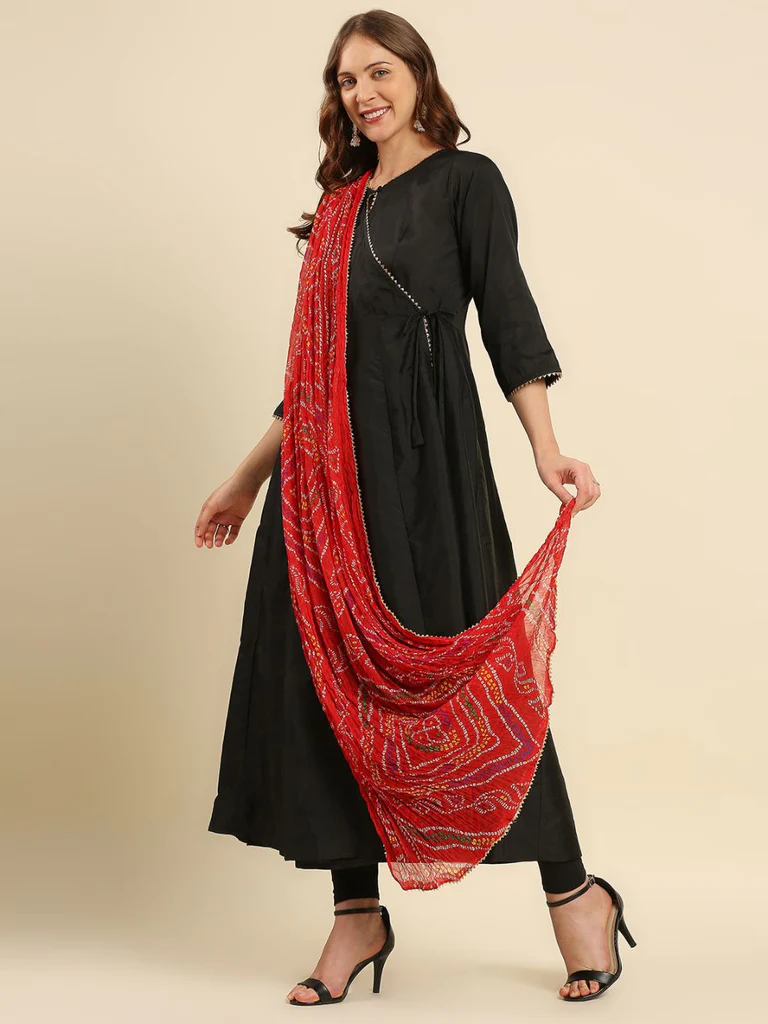Multi Printed Bandhini Chiffon Dupatta - Image 4