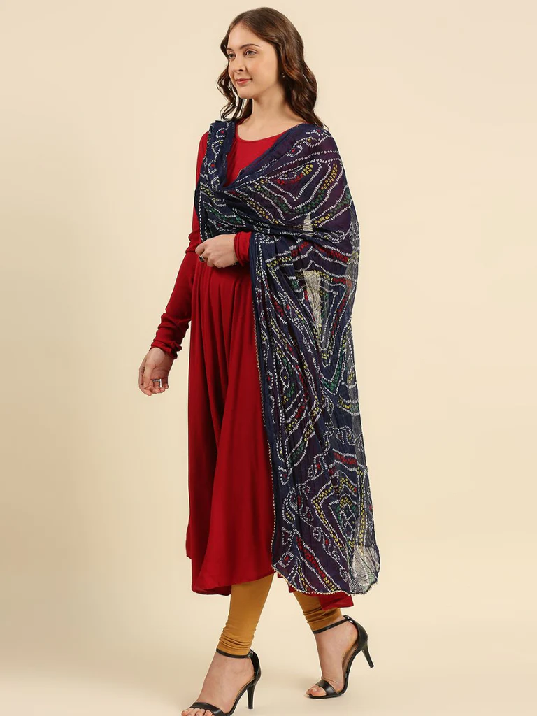 Multi Printed Bandhini Chiffon Dupatta - Image 4