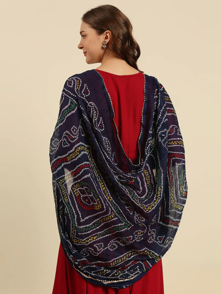 Multi Printed Bandhini Chiffon Dupatta - Image 5