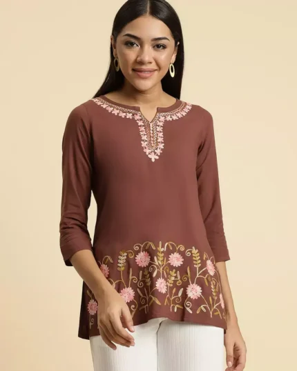 Hiba Brown Short Kurti